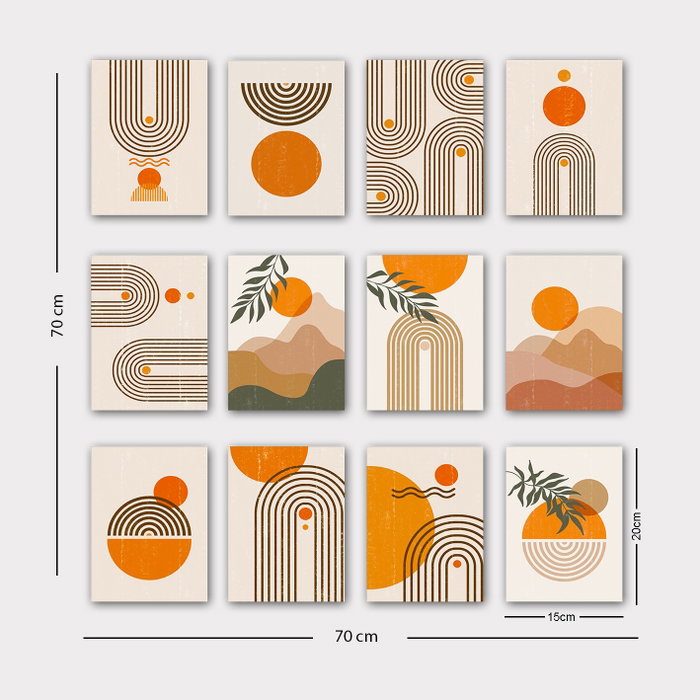 Wallity Set de 12 Cuadros Decorativos Multicolor en MDF de 20 x 15 cm